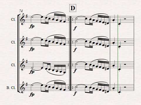 Allegro Moderato from Quartet No23 for Clarinet Quartet